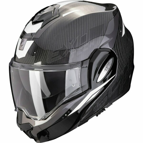 Casca modulara flip-back SCORPION EXO-TECH EVO CARBON ROVER M Negru/Verde, 6, nordicamoto.ro