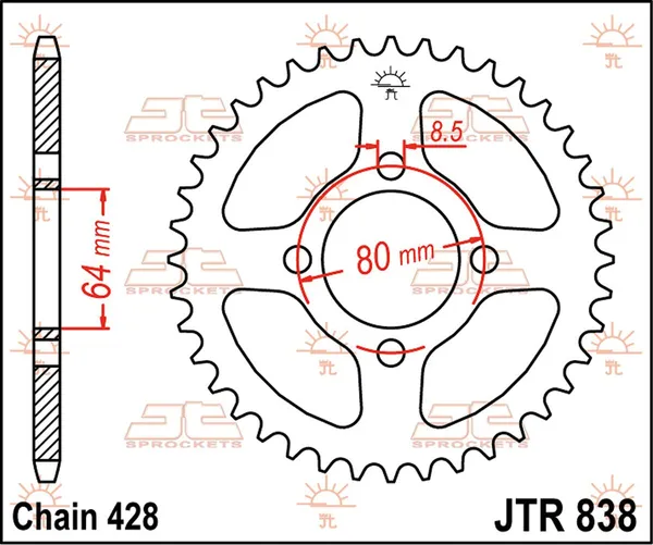 JT SPROCKETS hátsó lánckerék, természetes színű, 2, nordicamoto.ro