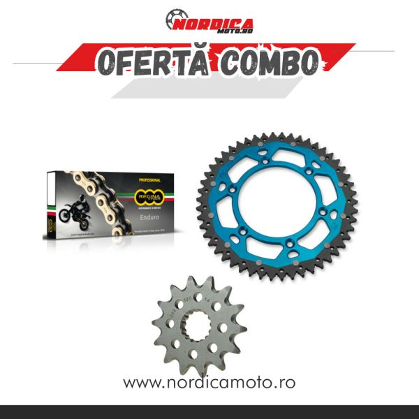 REGINA Z-Ring lánckészlet, 118 szem + KTM Moto Master első lánckerék + KTM Moose Racing kettős lánckerék, KÉK, 1, nordicamoto.ro