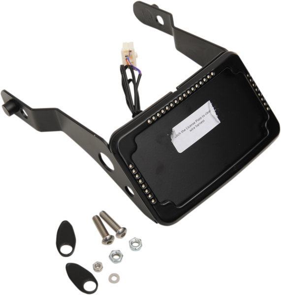 Curved License Plate Frame And Mount With License Plate Light Black, 1, nordicamoto.ro
