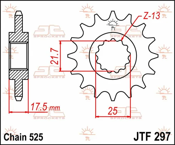 JT SPROCKETS Első lánckerék, természetes színű, 2, nordicamoto.ro