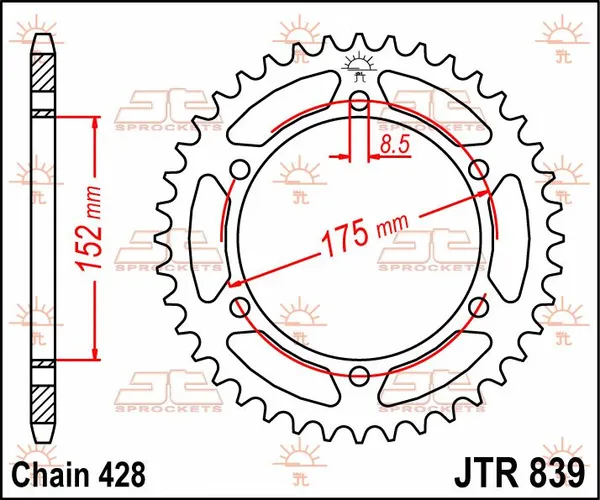 JT SPROCKETS hátsó lánckerék, természetes színű, 2, nordicamoto.ro