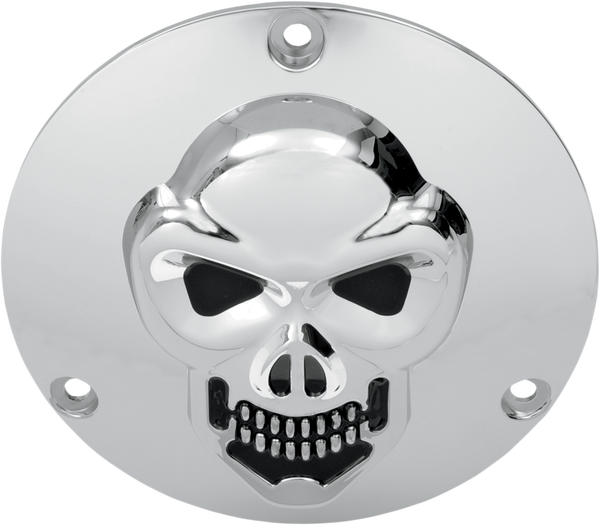 Chrome 3-d Skull Derby Cover Black, Chrome, 1, nordicamoto.ro