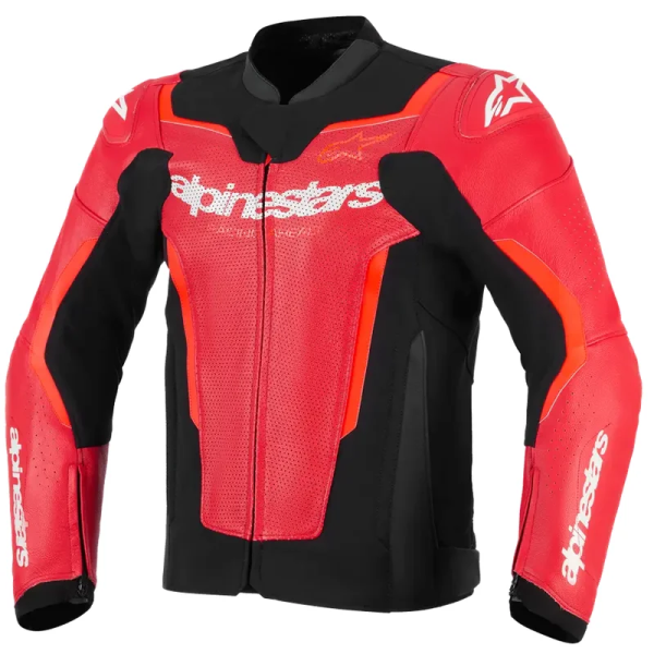 Alpinestars GP Force Airflow V2 bőrdzseki, fekete/neonvörös, 46-os méret, 1, nordicamoto.ro