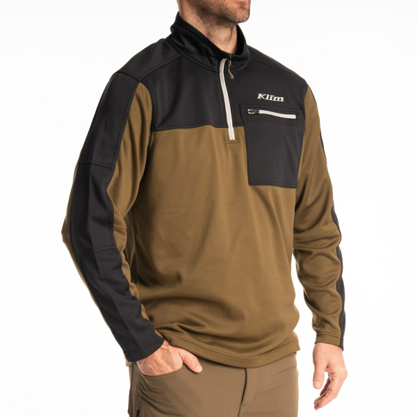 Pulover Klim Glacier 1/4 Zip Mid Layer Dark Olive - Black, 17, nordicamoto.ro