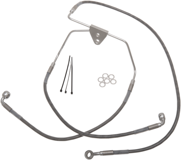 Extended Length Stainless Steel Brake Line Kit Silver, Clear-coated Oversize [+152 mm (6'')], 1, nordicamoto.ro