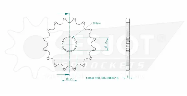 Standard Sprocket Front 520 Natural, 2, nordicamoto.ro