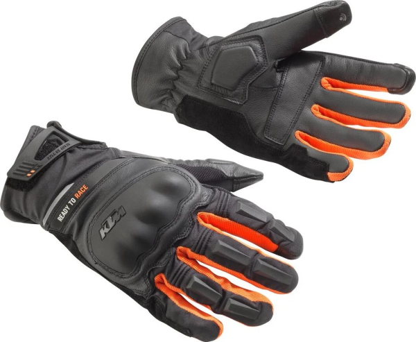 KTM TOURRAIN WP bőrkesztyű – narancssárga/fekete – M/9-es méret, 1, nordicamoto.ro