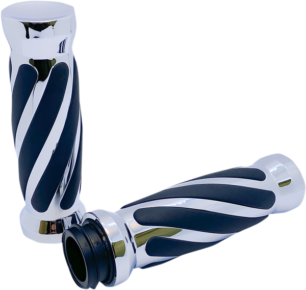 Custom Twisted Rubber Grips Black, 1, nordicamoto.ro