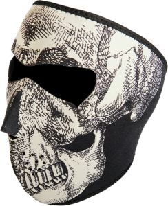 Face Mask Skull Face Glow Gray, 2, nordicamoto.ro