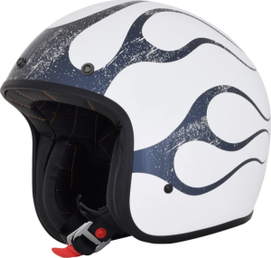 Fx-76 Flame Vintage Helmet Gloss White/gray 2x-large Gloss, Gray, White