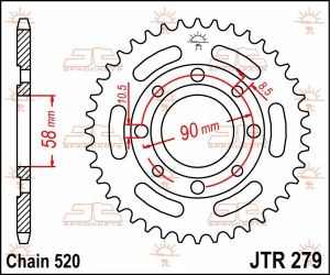JT SPROCKETS Fekete hátsó lánckerék, 2, nordicamoto.ro