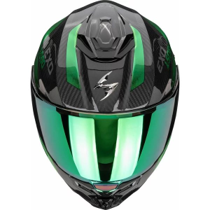 SCORPION EXO-1500 CARBON AIR PLATTED teljes arcú sisak, fekete/zöld, 4, nordicamoto.ro