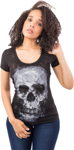Tee Wm Skullcoupl Bk Xl Black