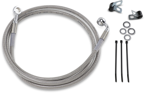 Extended Length Stainless Steel Brake Line Kit Silver, Clear-coated