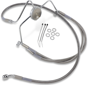 Extended Length Stainless Steel Brake Line Kit Silver, Clear-coated