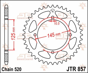 JT SPROCKETS Fekete hátsó lánckerék, 2, nordicamoto.ro