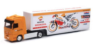 Repsol Honda Team teherautó-modell, 1:43 méretarány, nordicamoto.ro
