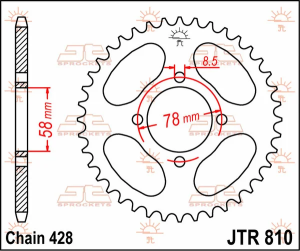 JT SPROCKETS hátsó lánckerék, természetes színű 