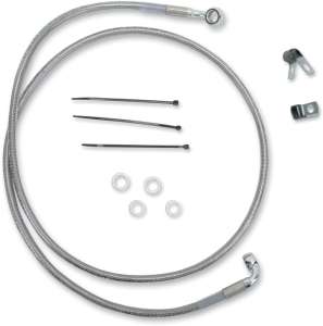 Extended Length Stainless Steel Brake Line Kit Silver, Clear-coated