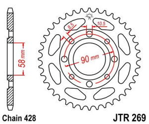 JT SPROCKETS Fekete hátsó lánckerék, 2, nordicamoto.ro