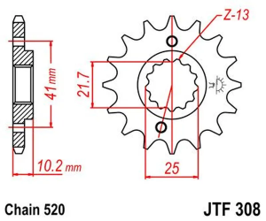JT SPROCKETS Első lánckerék, természetes színű, 2, nordicamoto.ro