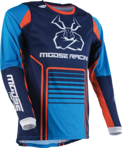MOOSE RACING póló, Agroid kék/narancssárga