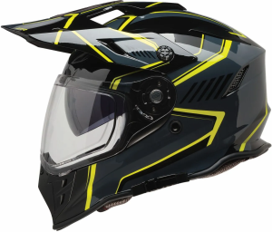Z1R Range 2.0 Voyager motoros/ATV-sisak, sötét szürke/Hi-Viz zöld