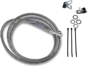 Extended Length Stainless Steel Brake Line Kit Silver, Clear-coated