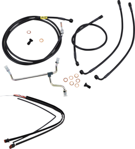 Complete Black Vinyl Handlebar Cable/line Kit For Ape Hanger Handlebars Black
