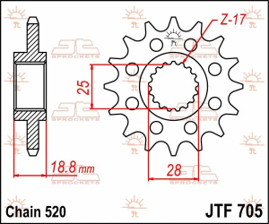 JT SPROCKETS Első lánckerék, természetes színű, 2, nordicamoto.ro