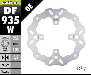 Brake Rotor Fixed Wave Silver, Stainless Steel 