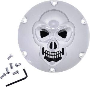Chrome 3-d Skull Derby Cover Black, Chrome, 1, nordicamoto.ro