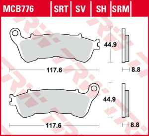 TRW szinterezett első fékbetétek közúti és pályahasználatra a következő Honda modellekhez: CBF 500 '04–'08 / CB 600 Hornet '07–'15 / CBF 600 '04–'13 / VT 750 Shadow / CBF 1000 '10–'16 / VFR 800 '06–'13 / XL 1000V VARADERO '04–'13 / CB 1100 '14– / VFR 1200, nordicamoto.ro