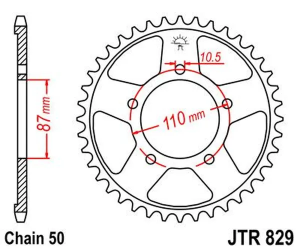 JT SPROCKETS Indukciós edzésű hátsó lánckerék, fekete cinkbevonatú, fekete, cink, 2, nordicamoto.ro