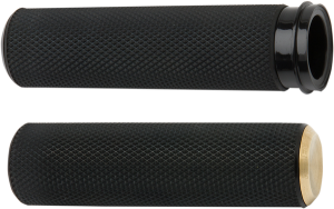 Fusion Knurled Grips Black, Brass, 1, nordicamoto.ro