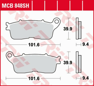 TRW szinterezett hátsó fékbetétek STREET HONDA VFR 1200F '10–'16 / VFR 1200X CROSSTOURER '12–, nordicamoto.ro