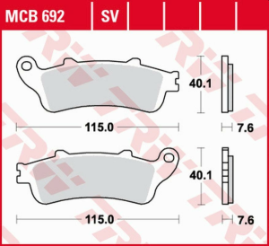 TRW szinterezett első fékbetétek STREET HONDA ST 1100 PAN EUROPEAN '96–'02 / NTV / NX 650 '88–'97 / SUZUKI AN 650 BURGMAN '04–'19, nordicamoto.ro