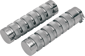 Knurled Notched Custom Grips Silver, 1, nordicamoto.ro