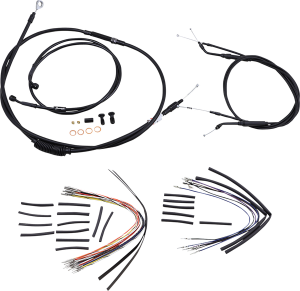 Complete Black Vinyl Handlebar Cable/line Kit For Ape Hanger Handlebars Black