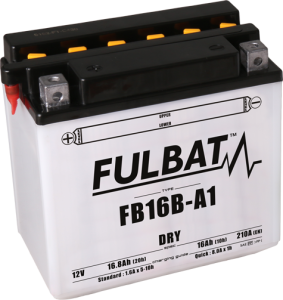 Fulbat FB16B-A1 száraz 12 V-os, 16,8 Ah-s, 210 A-es motorkerékpár-akkumulátor – elektrolittal együtt, 1, nordicamoto.ro