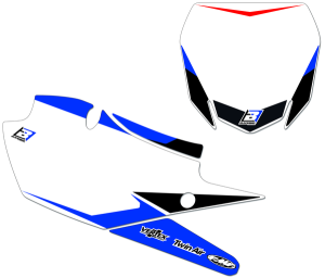 Pre-cut Number Plates With Graphics Black, Blue, White