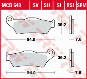 TRW szinterezett első fékbetétek STREET BMW R 1200 HP2 '04–'10/R-NINE T '13–/K 1300 GT '09–'15/KTM EXC 525 '03–'07/LC4 ADV '97–'01/790 ADV '19 -/LC8 950 / 990 '02-'13/1050 ADV '15-'16/1090 ADV '17-/YAMAHA XTZ 660 '08-'16/XTZ 700 '19 -