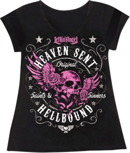 Tee Wmens Heaven Sent Xl Black