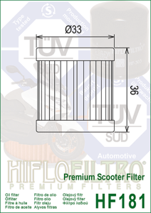 APRILIA 125/PIAGGIO 125 olajszűrő Hiflofiltro HF181, nordicamoto.ro