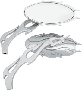 Flame Oval Mirrors Chrome