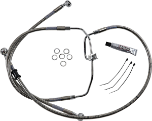 Extended Length Stainless Steel Brake Line Kit Silver, Clear-coated