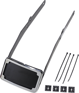Curved License Plate Frame And Mount With License Plate Light Chrome, 2, nordicamoto.ro