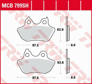 TRW szinterezett hátsó fékbetétek STREET HARLEY DAVIDSON 1450/1584/1800 '06–'10 modellekhez, nordicamoto.ro