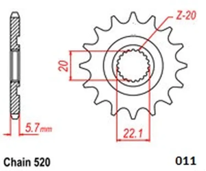 Fata Honda CR/CRF R5250 04–17 Moto Master fogaskerék